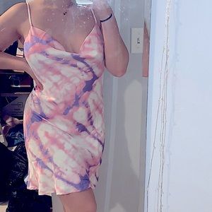 Marble Slip Dress with Cowl Neck